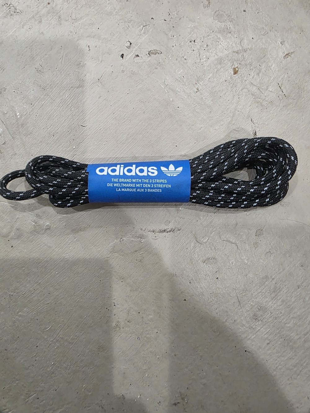 adidas Black Rope Shoelaces with White Reflective Speckle